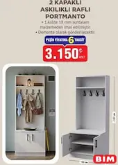 MOONLİFE 2 KAPAKLI ASKILIKLI RAFLI PORTMANTO fiyat ve kampanya bilgisi